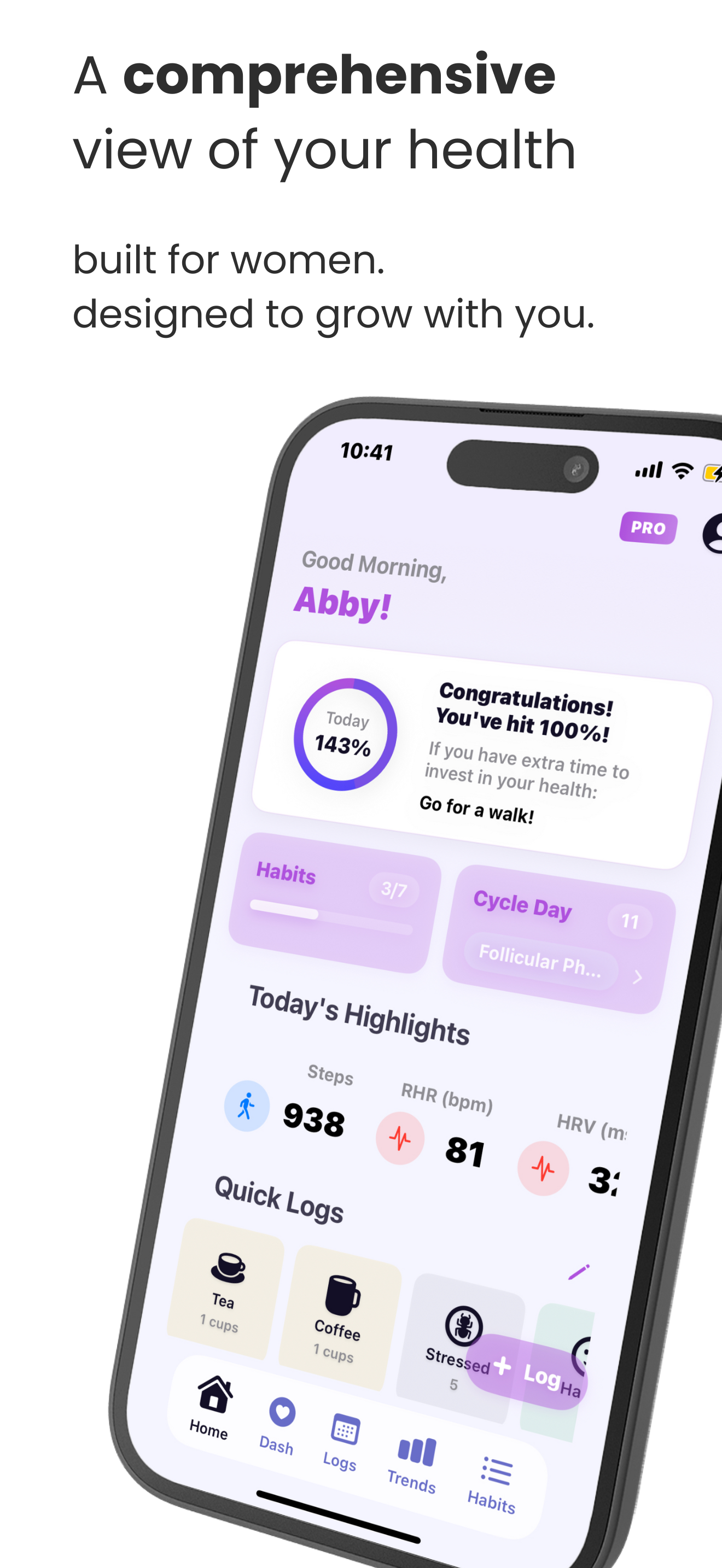 All-in-one women's wellness app - Track your health metrics easily