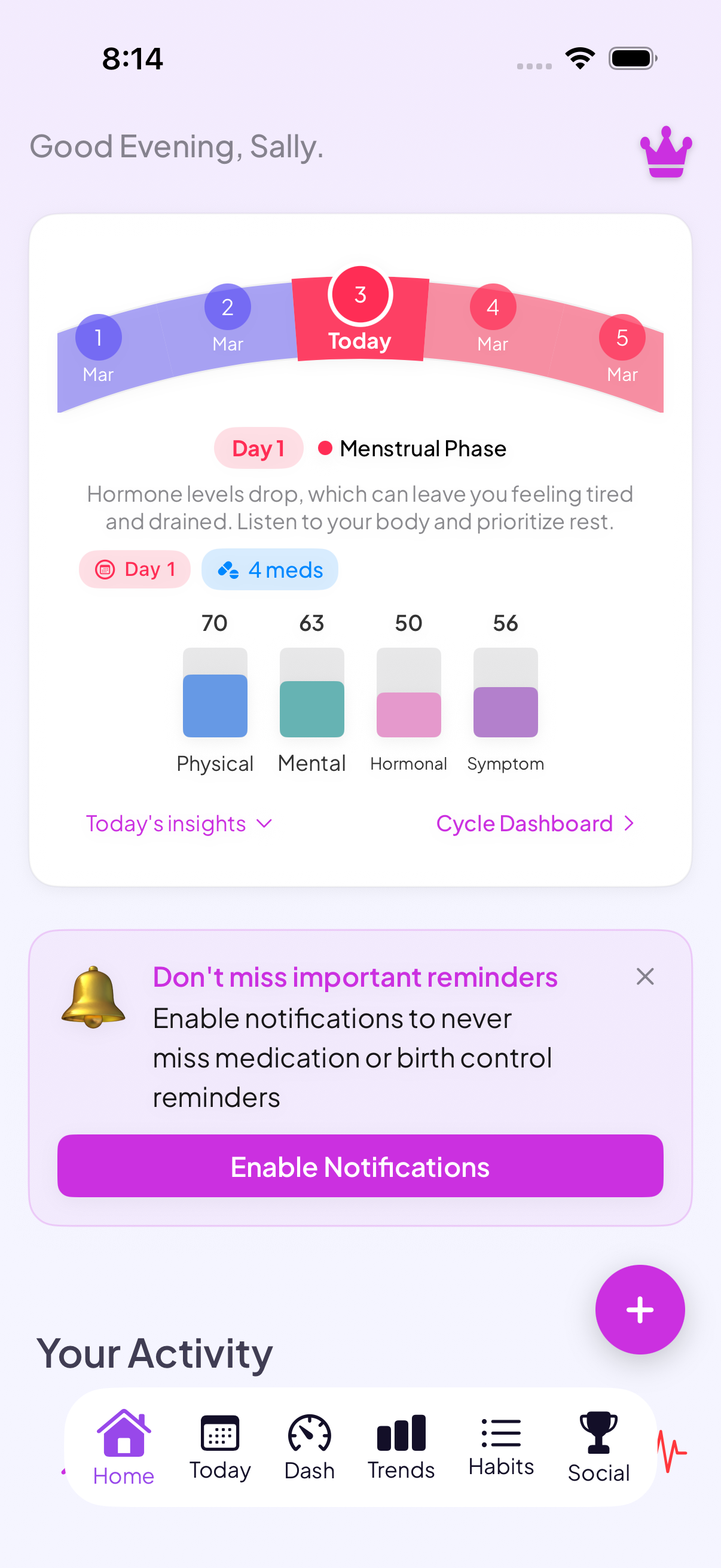 Track your health with daily dashboard