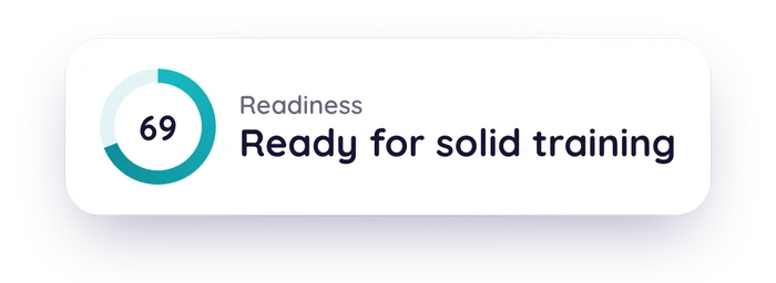 Readiness ring at 69 with the note: ready for solid training